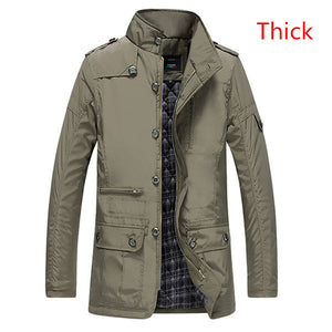 Windproof Thick Warm Jacket Men's Long Trench Coat Parka Clothing
